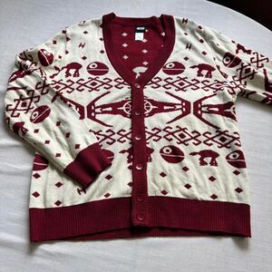 Star Wars Red Knit Cardigan Unisex XL Darth Vader Graphic